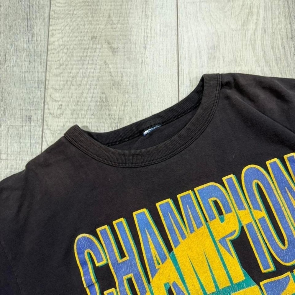 90s single stitch, champion athletic super faded, black and blue sportswear tee - Picture 4 of 7